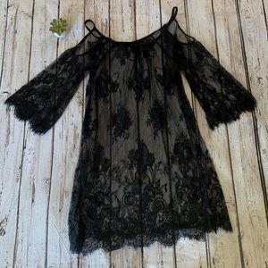 Lacey Black Boho Beach Swimsuit Coverup Dress